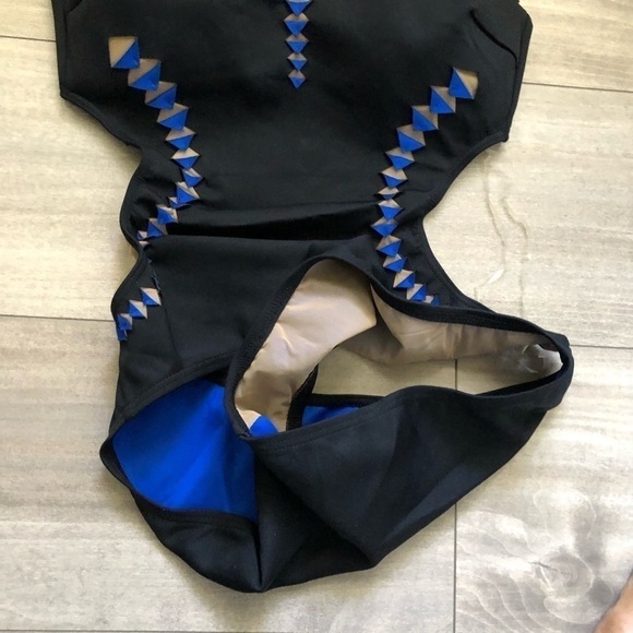Kenneth Cole Black Blue One Piece Cutout Swimsuit S - Picture 6 of 11